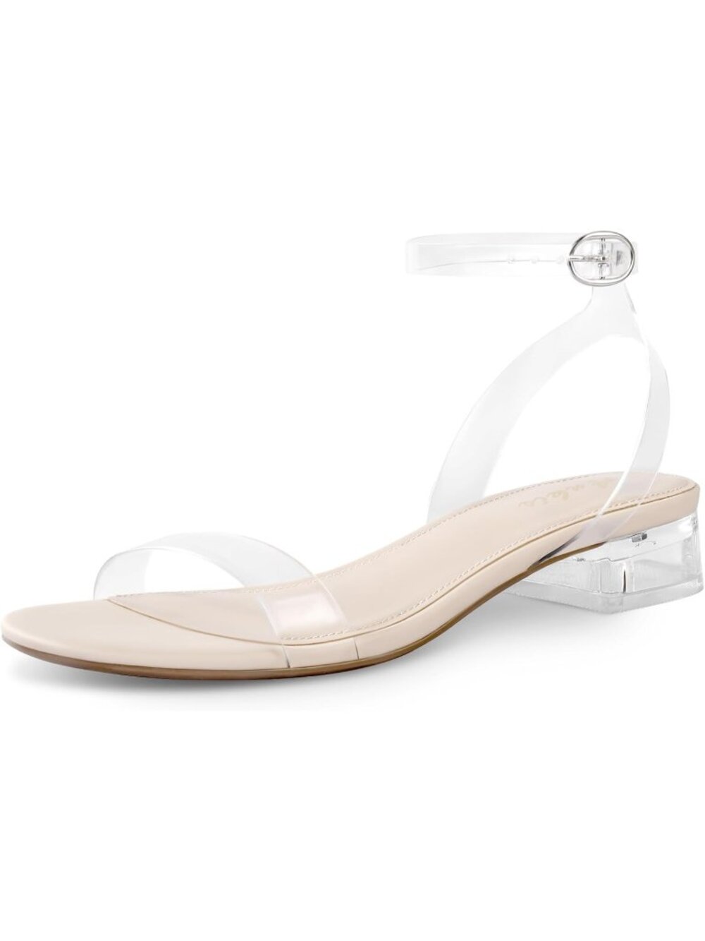🆕Women Clear Sandals Open Toe 1 Inch Low Block Heel Comfortable walking